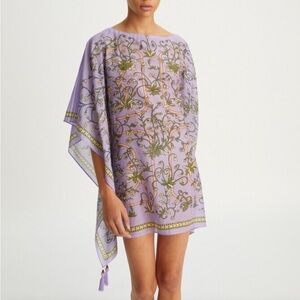 Tory burch Beach caftan garden medallion lilac  L nwt tunic swim coverup